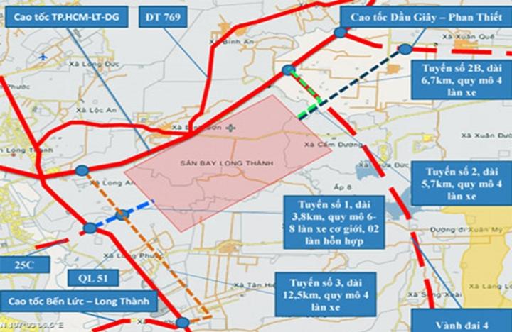 Tập hợp những tuyến đường kết nối với Sân Bay Long Thành trong tương lai